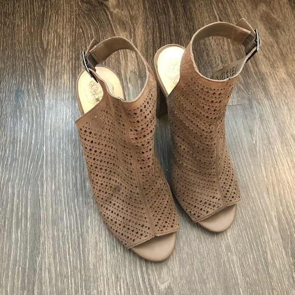 Vince Camuto Brown Open Toe Block Heels - Picture 2 of 8